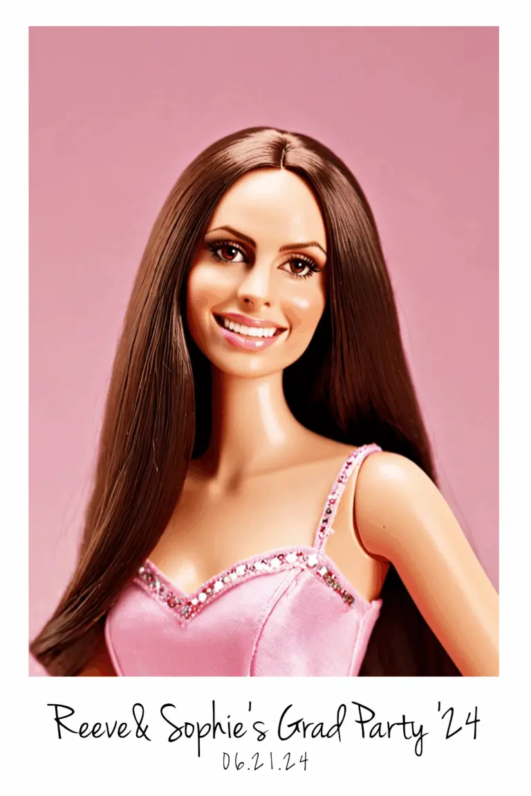 Barbie doll AI filter effect created by Framester Selfie Booth for a graduation private party in Cincinnati